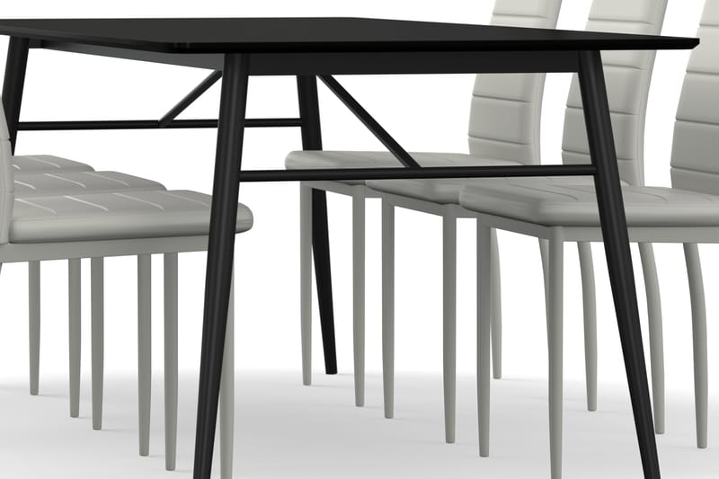 Spisebord Breyawna 200 cm med 6 Spisestoler Crockey Kunstlær - Beige/Svart - Spisegruppe