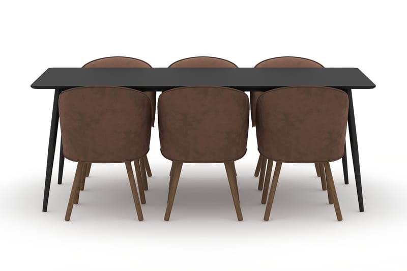 Spisebord Breyawna 200 cm med 6 Spisestoler Dorathy - Beige/Svart - Spisegruppe