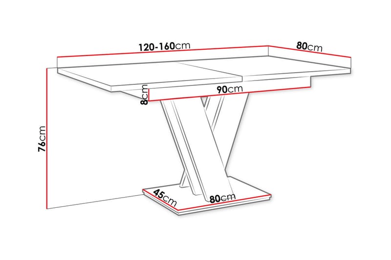 Spisebord Denogal 80 cm - Hvid - Spisebord & kjøkkenbord