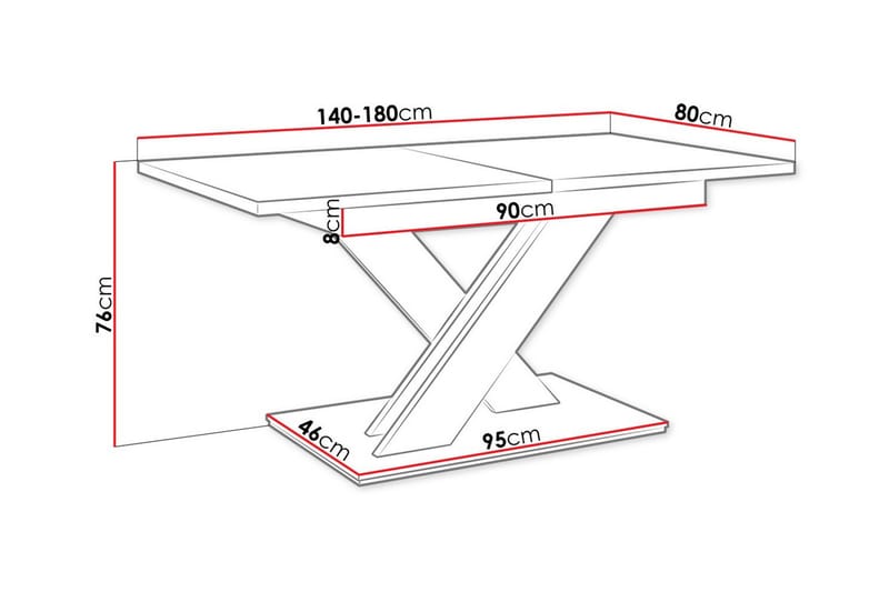 Spisebord Denogal 80 cm - Sort høyglans - Spisebord & kjøkkenbord