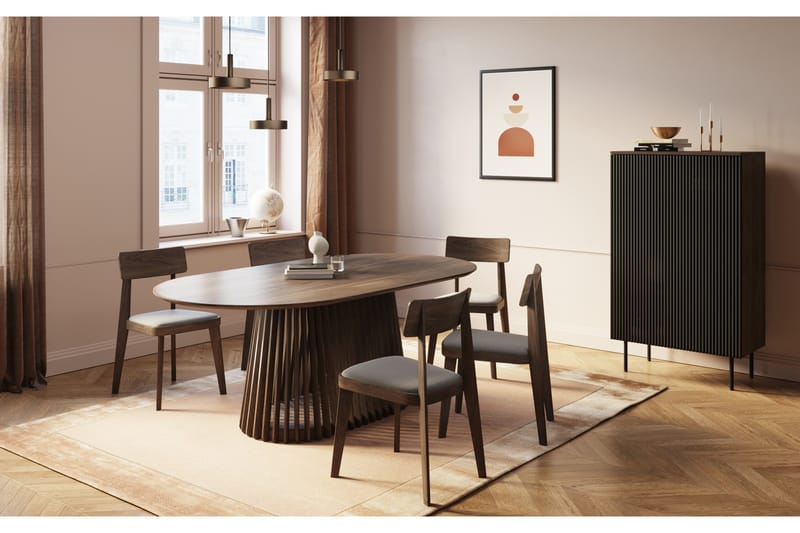 Spisebord Gontas 200 cm Ovalt med 6 Spisestoler Wadyn - Natur - Spisegruppe