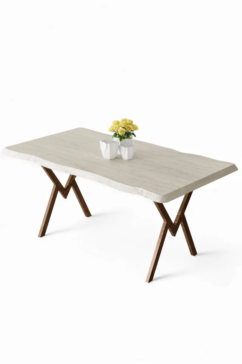 Spisebord Hanah Home Akort (130 x 73 x 80 cm) Travertin brun