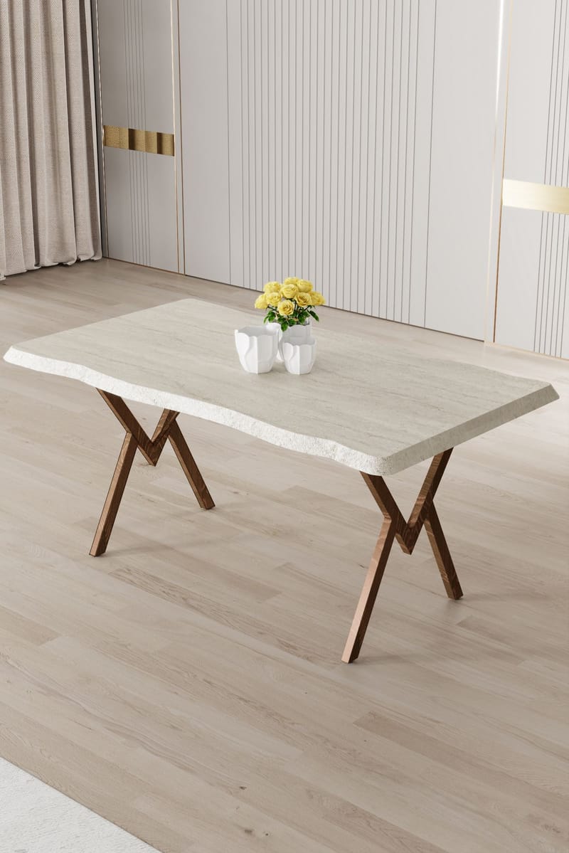 Spisebord Hanah Home Akort (130 x 73 x 80 cm) Travertin brun - Møbler - Bord - Spisebord & kjøkkenbord