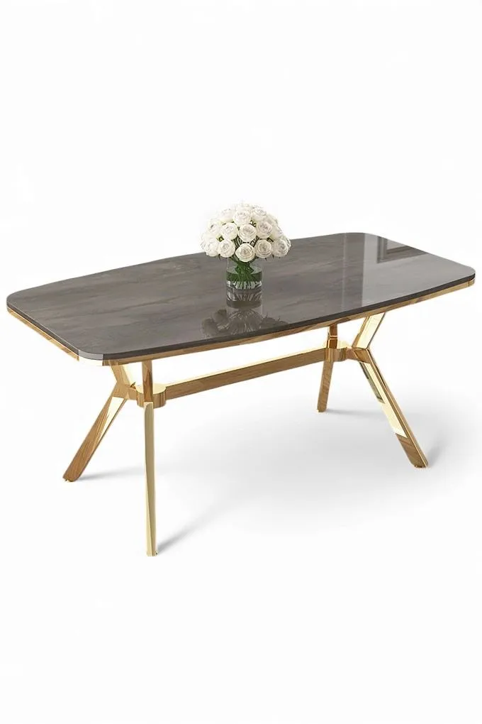 Spisebord Hanah Home Esla (160 x 75 x 90 cm) Antrasitt gull, Antrasitt/Gull