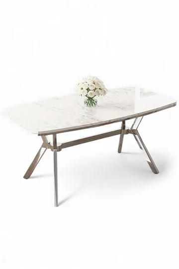 Spisebord Hanah Home Esla (160 x 75 x 90 cm) Hvit marmor krom