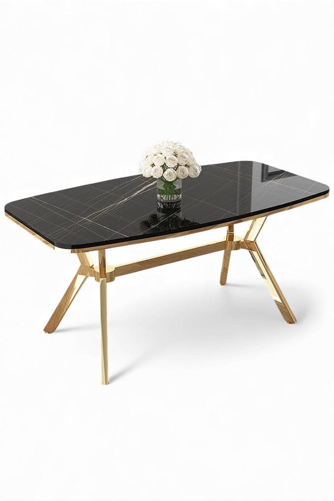 Spisebord Hanah Home Esla (160 x 75 x 90 cm) Svart marmor gull