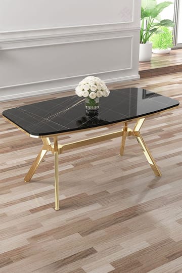 Spisebord Hanah Home Esla (160 x 75 x 90 cm) Svart marmor gull - Møbler - Bord - Spisebord & kjøkkenbord