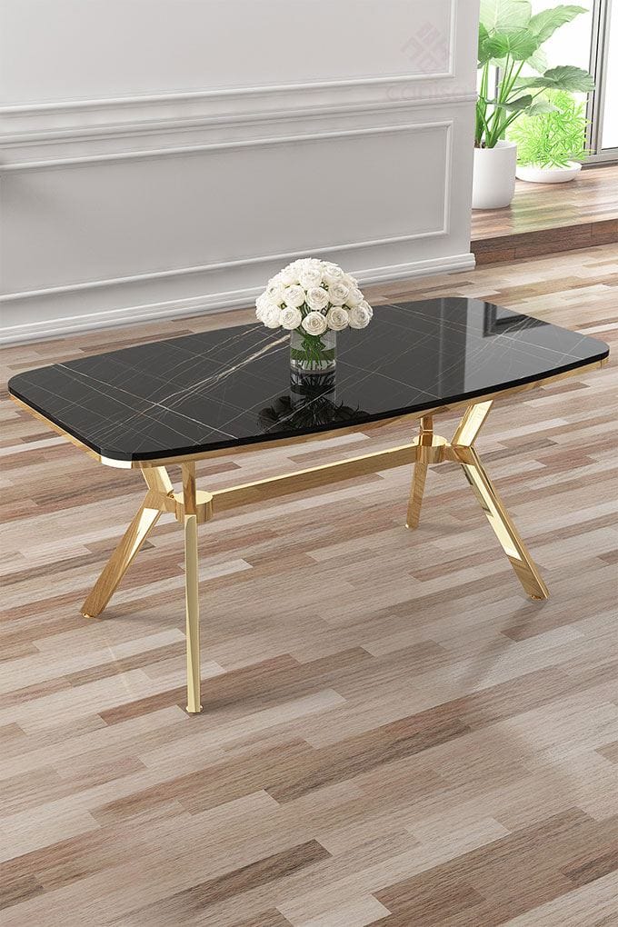 Spisebord Hanah Home Esla (160 x 75 x 90 cm) Svart marmor gull - Møbler - Bord - Spisebord & kjøkkenbord