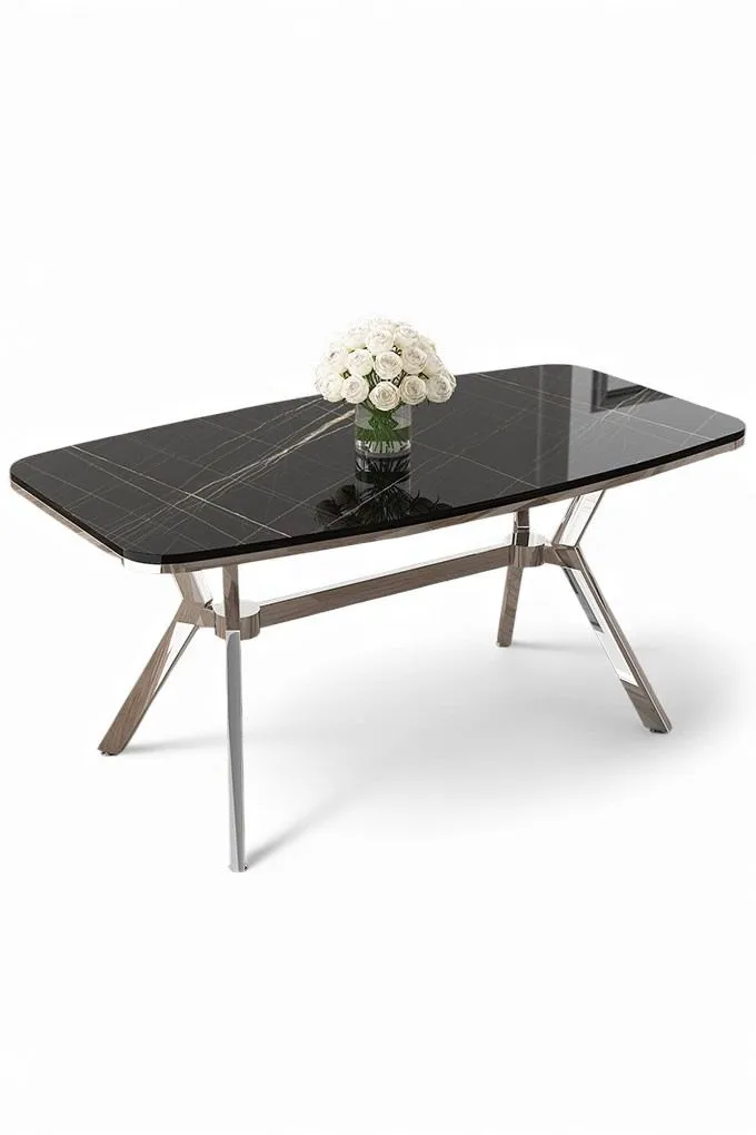 Spisebord Hanah Home Esla (160 x 75 x 90 cm) Svart marmor krom