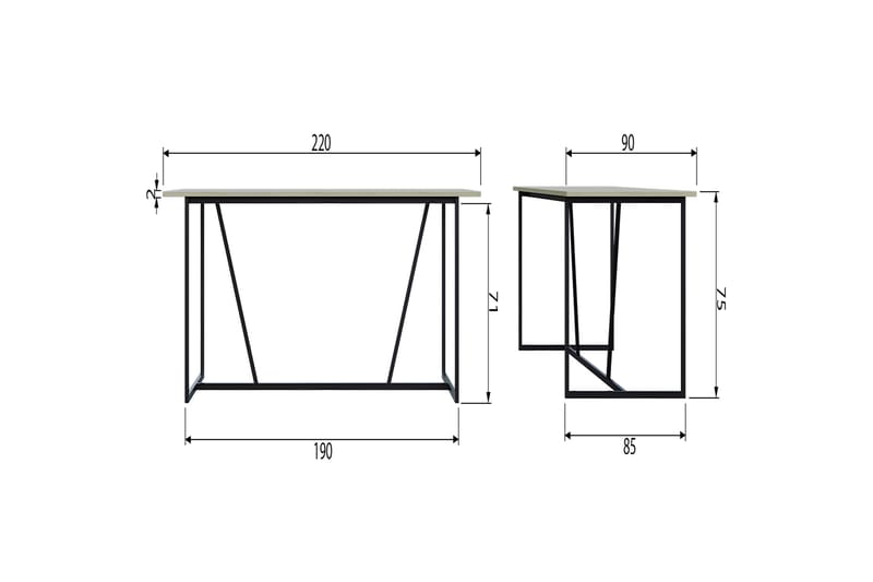 Spisebord Iria 220 cm - Beige - Spisebord & kjøkkenbord