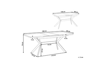 Abenson Spisebord 180 cm Sammenleggbart - Grå/Svart - Møbler - Bord - Spisebord & kjøkkenbord