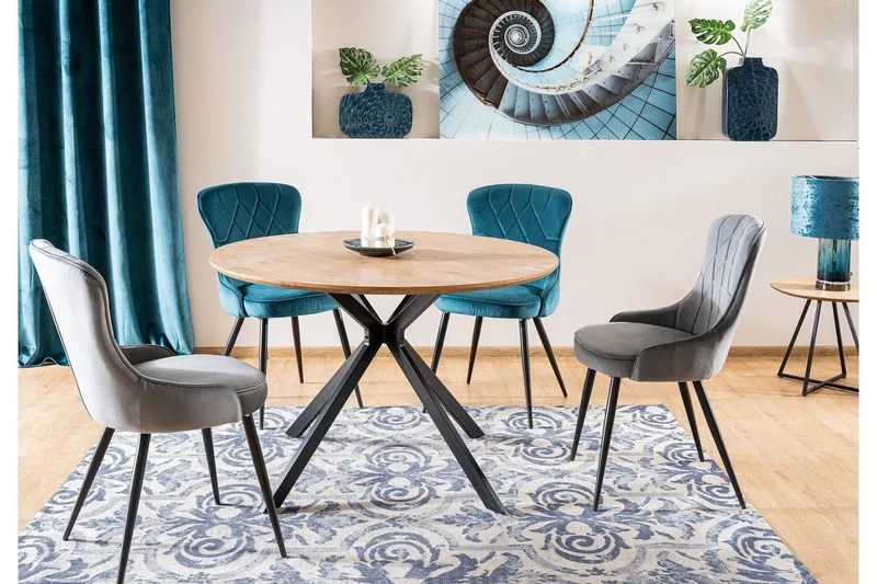 Astera Spisebord 120 cm Rundt, Eik/Svart