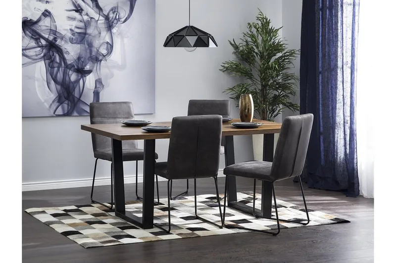 Austin Rektangulært Spisebord 160 cm i Tre med Valnøtt- og Metalllook, Brun