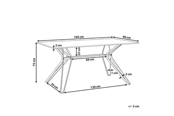 Ballina Rektangulært Spisebord 160 cm i Metall med Marmorutseende - Hvit - Møbler - Bord - Spisebord & kjøkkenbord