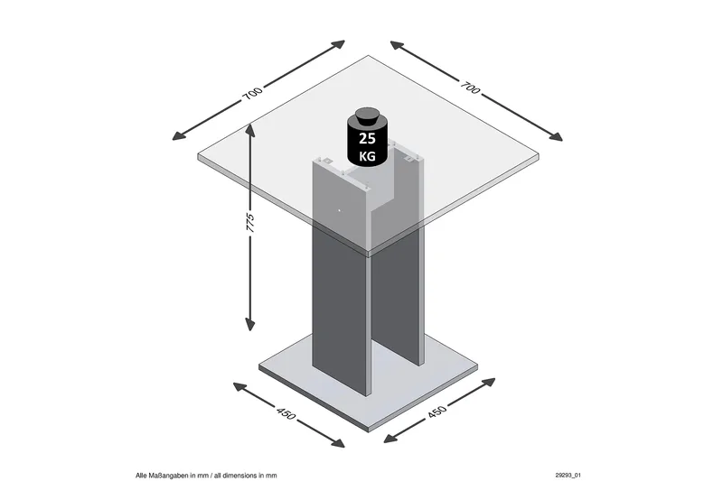 Bandol Lite Kvadratisk Spisebord 70 cm med Betonglook - Betonggrå - Møbler - Bord - Spisebord & kjøkkenbord