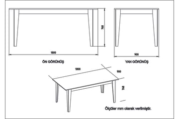 Bascle Rektangulært Spisebord 180 cm med Marmorutseende - Hvit - Møbler - Bord - Spisebord & kjøkkenbord