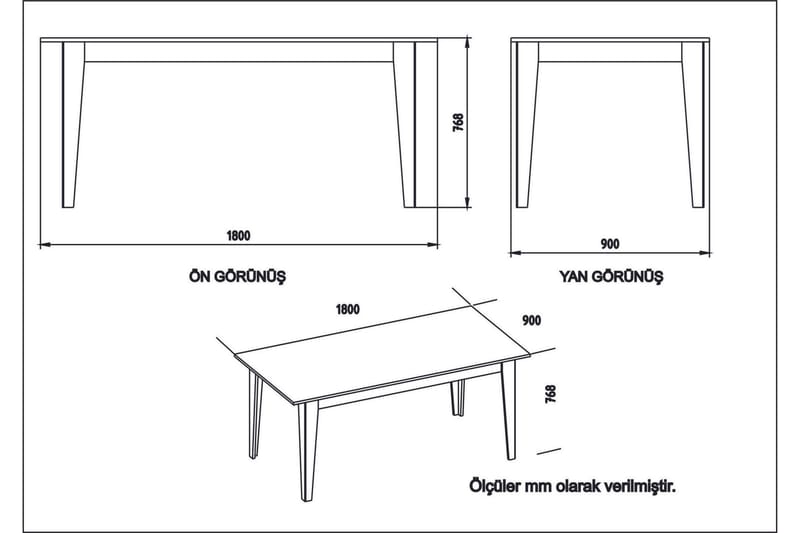 Bascle Spisebord 180 cm - Hvit - Møbler - Bord - Spisebord & kjøkkenbord