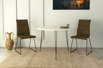 Bonnick Lite Rundt Bord 90 cm med Eik- og Marmorutseende - Svart/Hvit - Møbler - Bord - Spisebord & kjøkkenbord