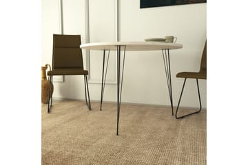 Bonnick Lite Rundt Bord 90 cm med Eik- og Marmorutseende - Svart/Hvit - Møbler - Bord - Spisebord & kjøkkenbord