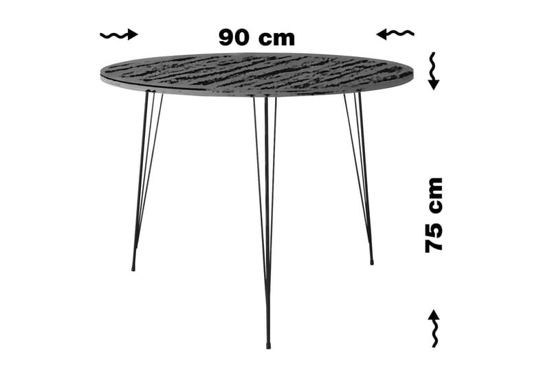 Bonnick Lite Rundt Bord 90 cm med Eik- og Marmorutseende - Svart/Hvit - Møbler - Bord - Spisebord & kjøkkenbord