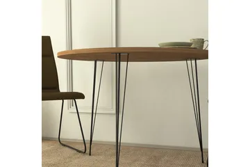 Bonnick Lite Rundt Bord 90 cm med Tre- og Eikeutseende - Brun/Svart - Møbler - Bord - Spisebord & kjøkkenbord