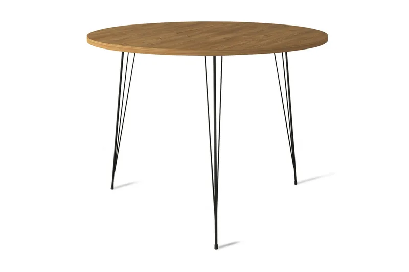 Bonnick Lite Rundt Bord 90 cm med Tre- og Eikeutseende, Brun/Svart