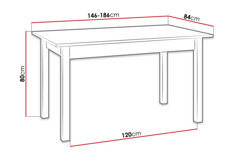 Bord Quant 84x140 cm - Eik/Svart - Spisebord & kjøkkenbord