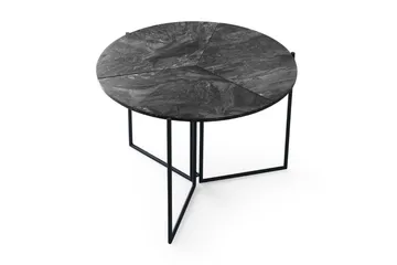 Buluca Rundt Spisebord 100 cm i Tre med Marmor- og Metallutseende - Mørkegrå - Møbler - Bord - Spisebord & kjøkkenbord