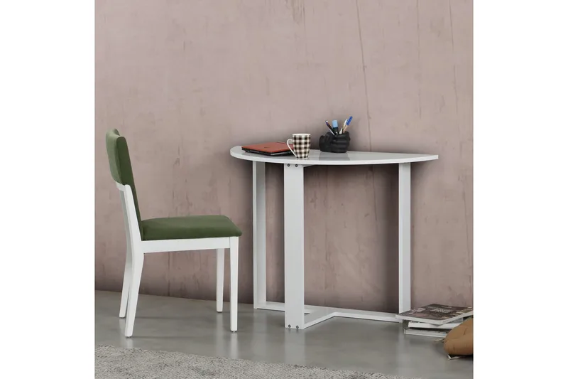 Comfortale Halvrunt Spisebord 106 cm i Tre - Hvit - Møbler - Bord - Spisebord & kjøkkenbord