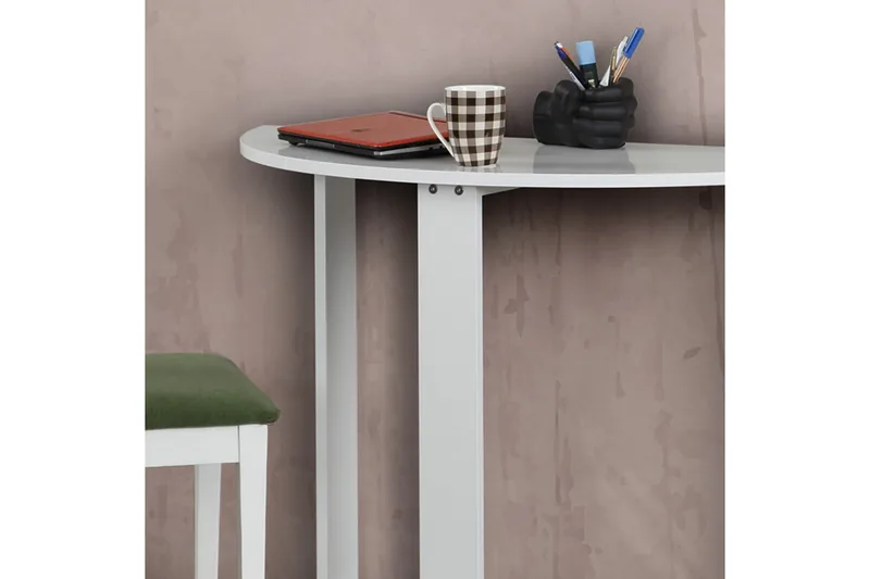 Comfortale Halvrunt Spisebord 106 cm i Tre - Hvit - Møbler - Bord - Spisebord & kjøkkenbord