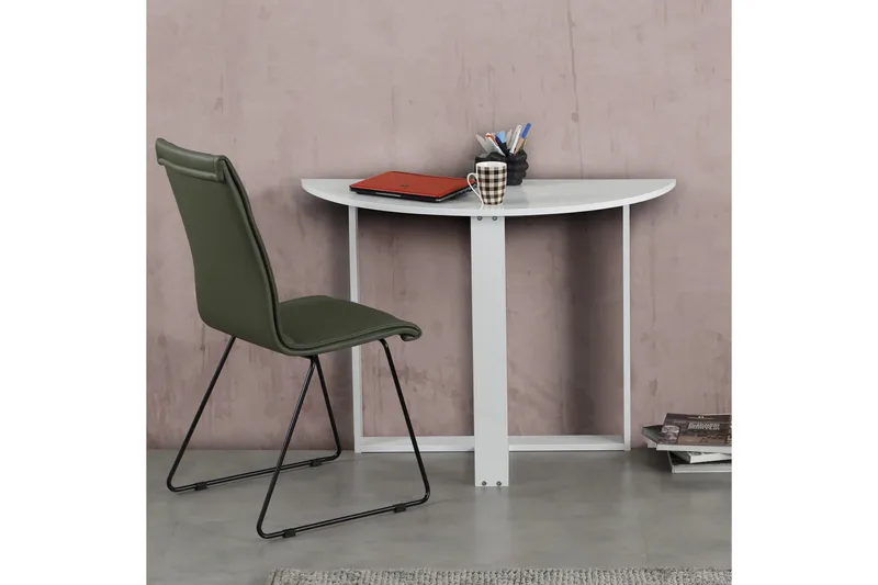 Comfortale Halvrunt Spisebord 106 cm i Tre - Hvit - Møbler - Bord - Spisebord & kjøkkenbord
