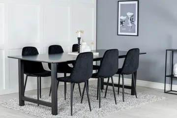 Count Stort Rektangulært Spisebord 220 cm med Mørkt Tre- og Metallutseende - Svart - Møbler - Bord - Spisebord & kjøkkenbord