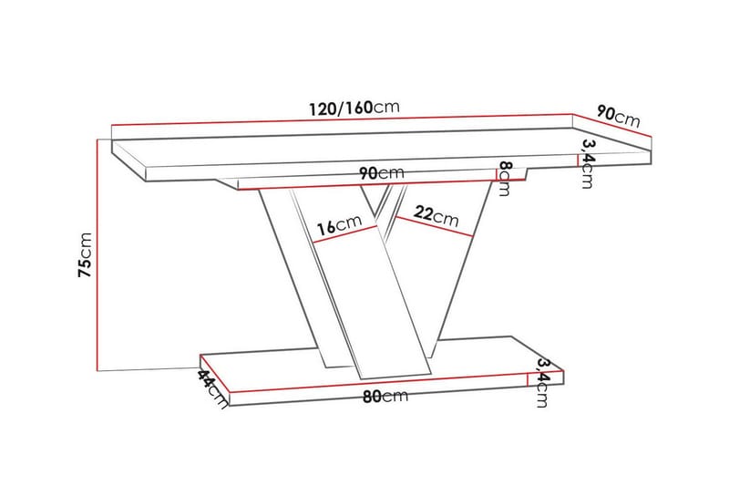Denogal Matbord 90 cm Black high gloss - Møbler - Bord - Spisebord & kjøkkenbord