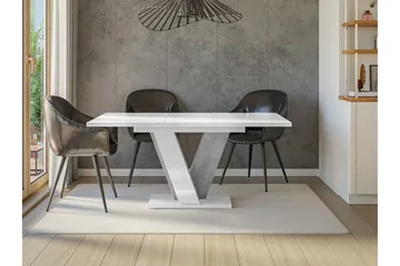 Denogal Uttrekkbart Rektangulært Spisebord 120 cm med Betonglook - Hvit - Møbler - Bord - Spisebord & kjøkkenbord