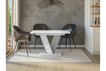 Denogal Uttrekkbart Rektangulært Spisebord 120 cm med Betonglook - Hvit - Møbler - Bord - Spisebord & kjøkkenbord