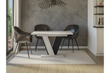 Denogal Uttrekkbart Rektangulært Spisebord 120 cm med Betonglook - Lysegrå - Møbler - Bord - Spisebord & kjøkkenbord