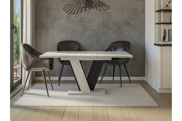 Denogal Uttrekkbart Rektangulært Spisebord 120 cm med Betonglook - Lysegrå - Møbler - Bord - Spisebord & kjøkkenbord