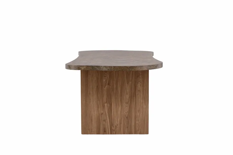 Eleonora Stort Asymmetrisk Spisebord 230 cm i Tre med Valnøtt- og Marmorutseende - Brun - Møbler - Bord - Spisebord & kjøkkenbord