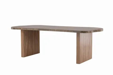 Eleonora Stort Asymmetrisk Spisebord 230 cm i Tre med Valnøtt- og Marmorutseende - Brun - Møbler - Bord - Spisebord & kjøkkenbord