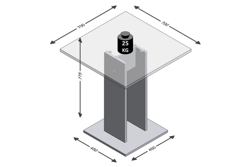 FMD Spisebord 70 cm hvit - Spisebord & kjøkkenbord