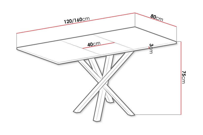 Forlengningsbart Spisebord Buckfast 160 cm - Svart - Spisebord & kjøkkenbord