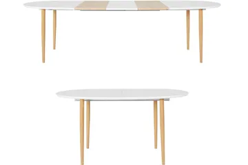Gaeta Spisebord Ovalt 160 cm - Hvit/Natur - Møbler - Bord - Spisebord & kjøkkenbord
