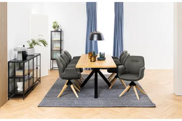 Ganesh Stort Rektangulært Spisebord 220 cm med Tre- og Eikeutseende - Svart|Beige - Møbler - Bord - Spisebord & kjøkkenbord