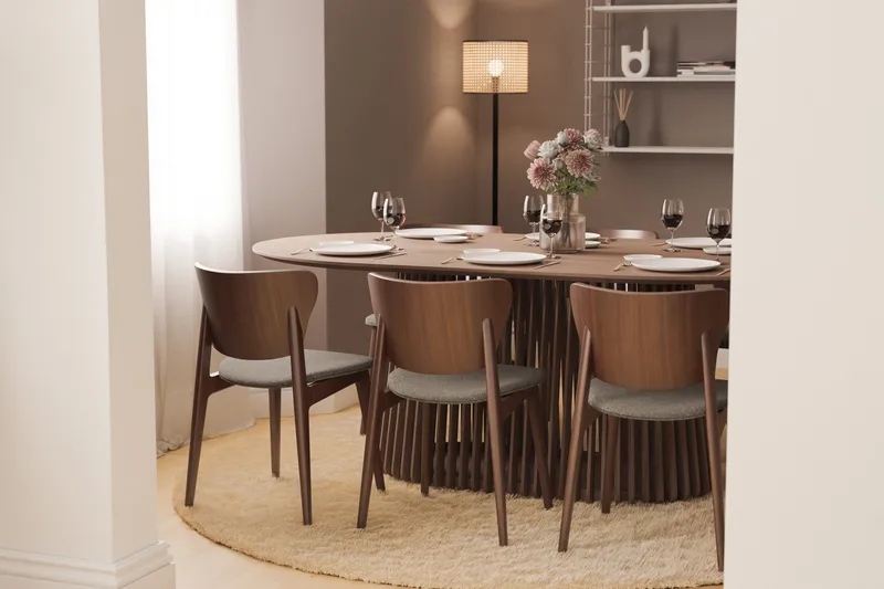 Gontas Ovalt Spisebord 200 cm for 6 personer Kjøkkenbord Massiv Valnøtt - Mørkebrunt / Tre - Møbler - Bord - Spisebord & kjøkkenbord