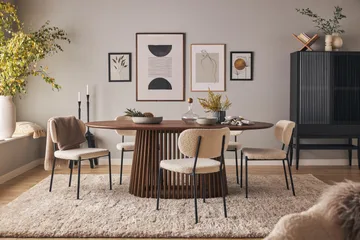 Gontas Ovalt Spisebord 200 cm for 6 personer Kjøkkenbord Massiv Valnøtt - Mørkebrunt / Tre - Møbler - Bord - Spisebord & kjøkkenbord