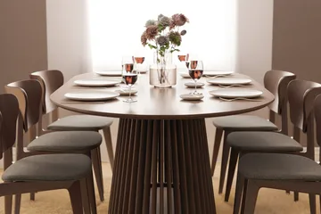 Gontas Ovalt Spisebord 200 cm for 6 personer Kjøkkenbord Massiv Valnøtt - Mørkebrunt / Tre - Møbler - Bord - Spisebord & kjøkkenbord