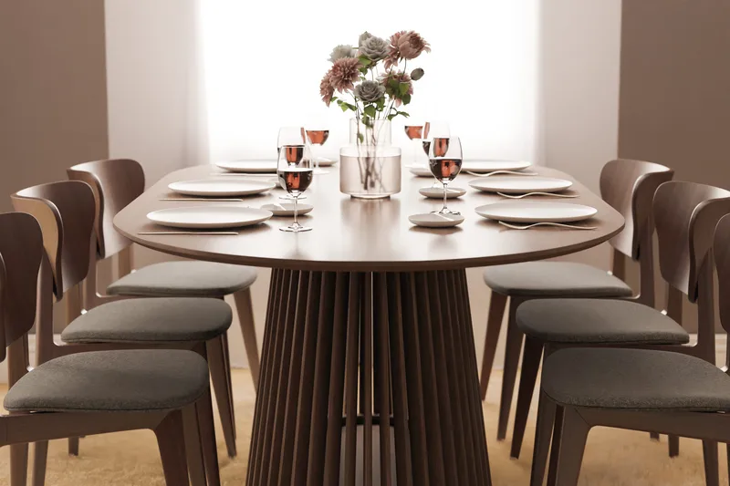 Gontas Ovalt Spisebord 200 cm for 6 personer Kjøkkenbord Massiv Valnøtt - Mørkebrunt / Tre - Møbler - Bord - Spisebord & kjøkkenbord