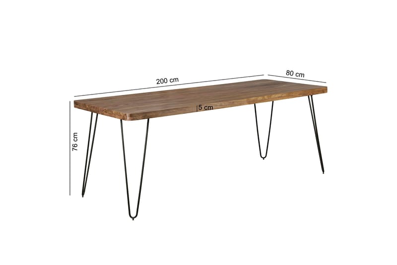 Hookway Rektangulært Spisebord 200 cm i Tre med Metallben - Brun - Møbler - Bord - Spisebord & kjøkkenbord