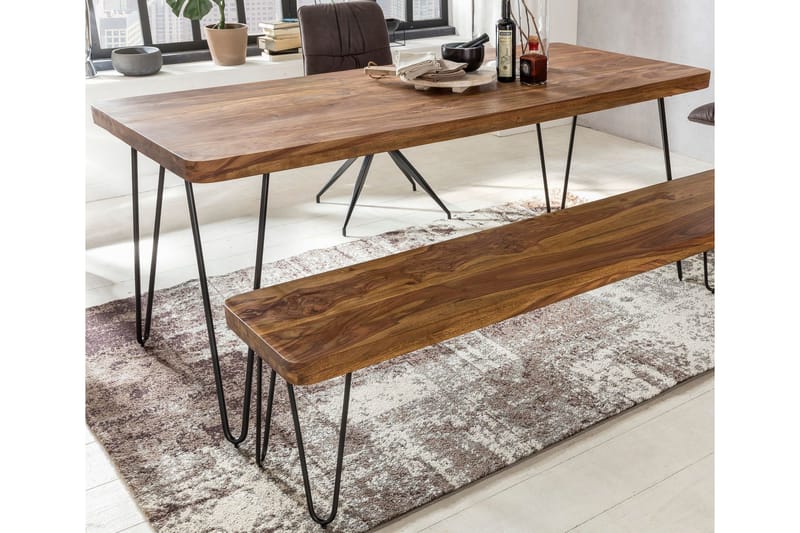 Hookway Rektangulært Spisebord 200 cm i Tre med Metallben - Brun - Møbler - Bord - Spisebord & kjøkkenbord