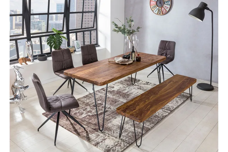 Hookway Rektangulært Spisebord 200 cm i Tre med Metallben, Brun